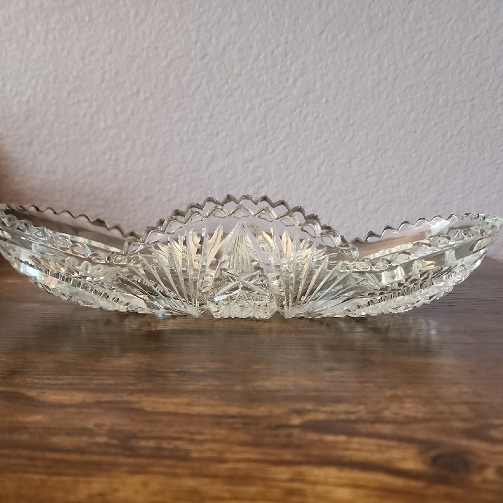 American Brilliant Cut Crystal Celery Bowl